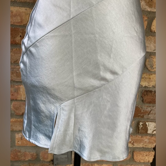 NWT Beginning Boutique Between Us Dress Light Blue Satin Slip Runs Small Size 6 - Picture 6 of 14